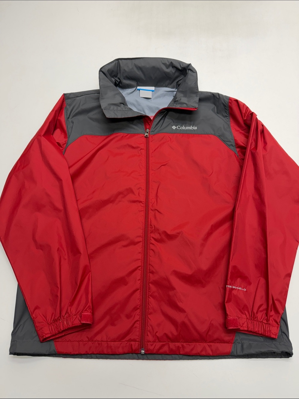 COLUMBIA Men’s Large Red Gray Full Zip Rain Jacket